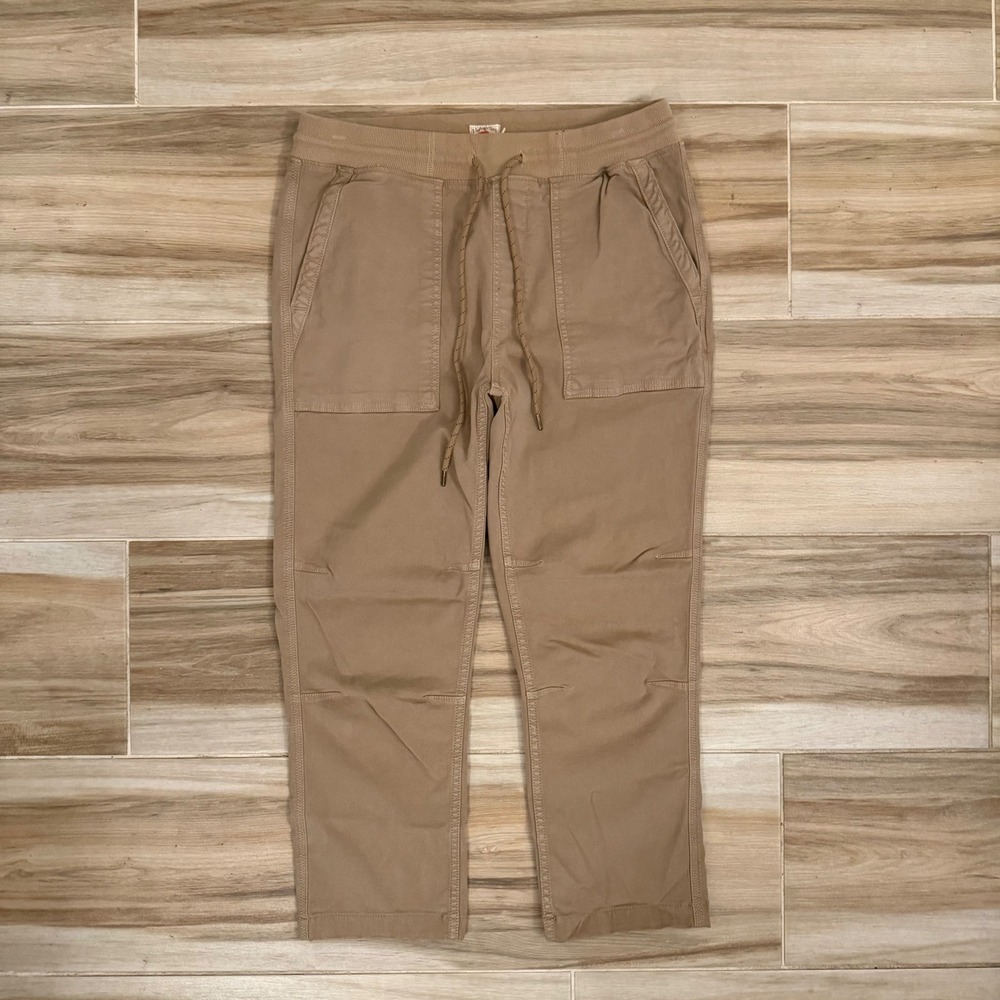 Faherty Brand Mens Tencel Blend Jogger Pants Tan Khaki Drawstring Size M